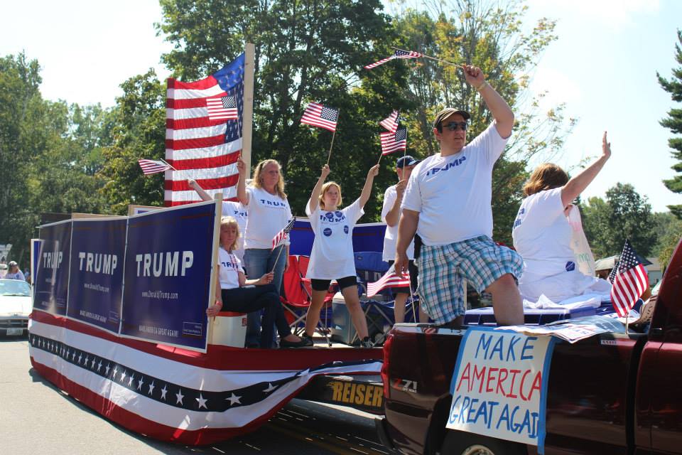 Matther Pitaro on the Donald Trump float in the Labor Day parade.